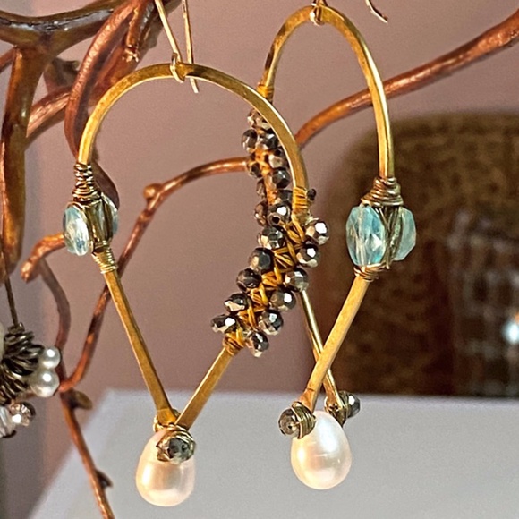 ANTHROPOLOGIE Custom Semi Precious Gemstone Earrings - Picture 1 of 5